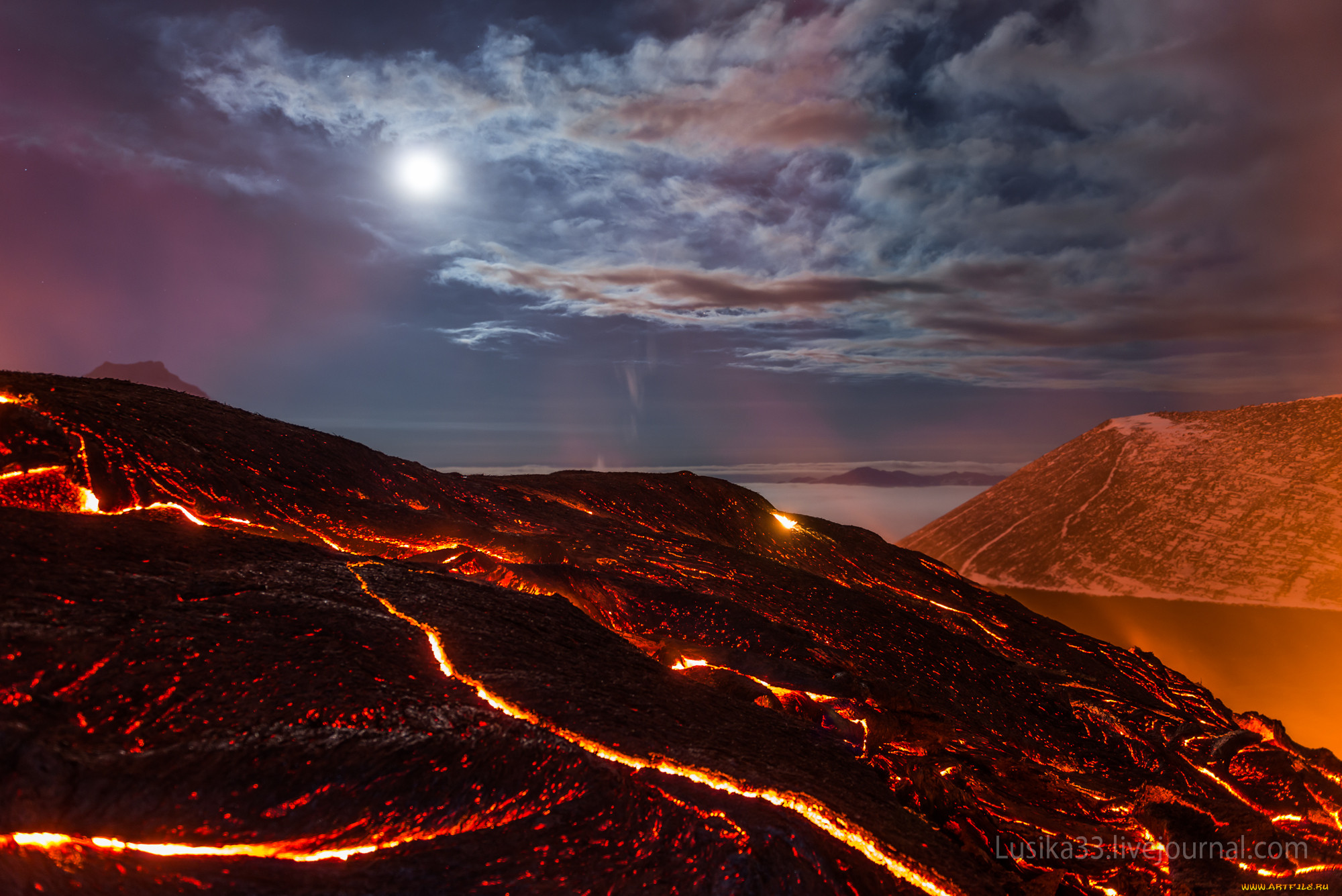 , , moon, mountain, star, sky, russia, , , , , , , volcano, , , , tolbachik, kamchatka, peninsula, , , , rock, clouds, lava, night, light